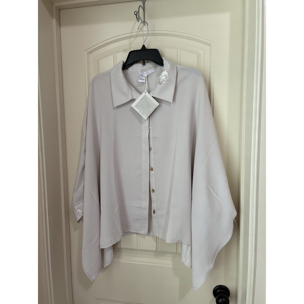 WYNNE LAYERS BLOUSE & PANTS SUIT SIZE LARGE OYSTER COLOR NWT - Picture 2 of 8